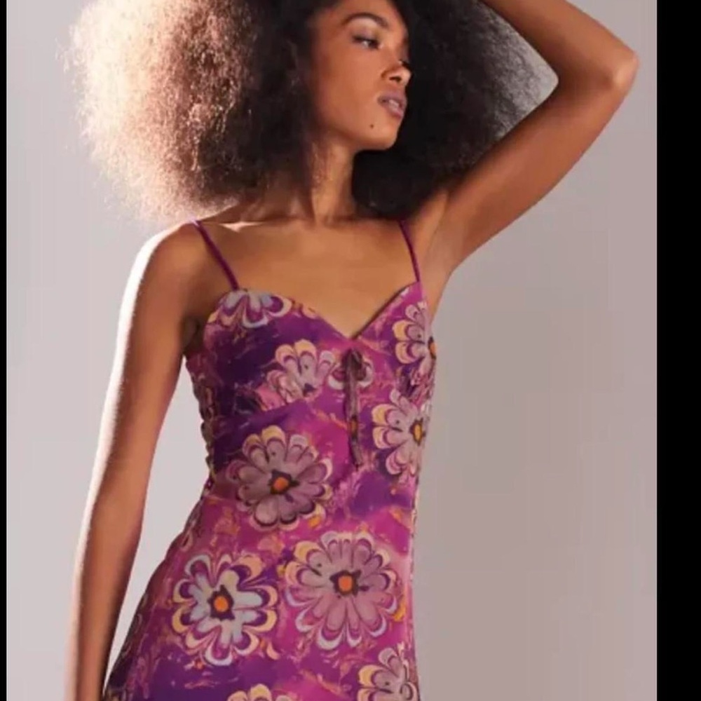 Urban Outfitters Elodie Printed Mesh Mini Dress Retro